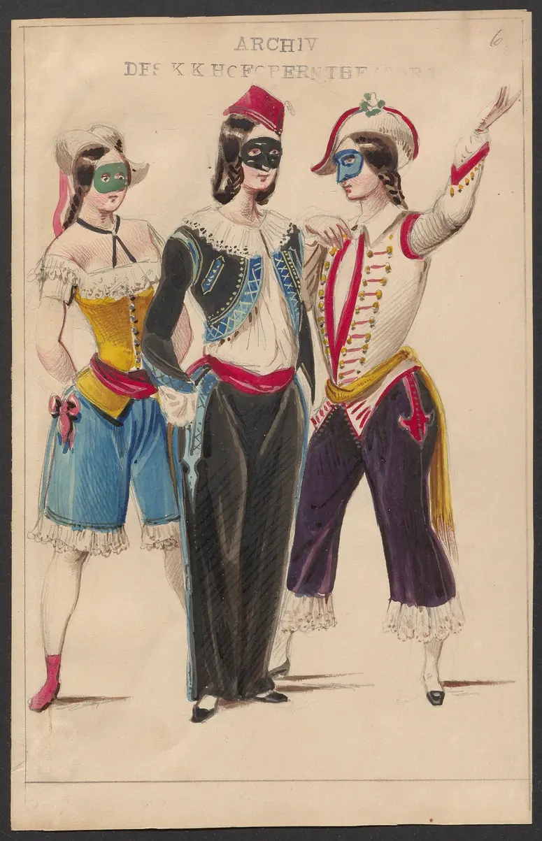 Il marito e l'amante, Titel der Serie: Figurinen des k.k. Hofoperntheaters