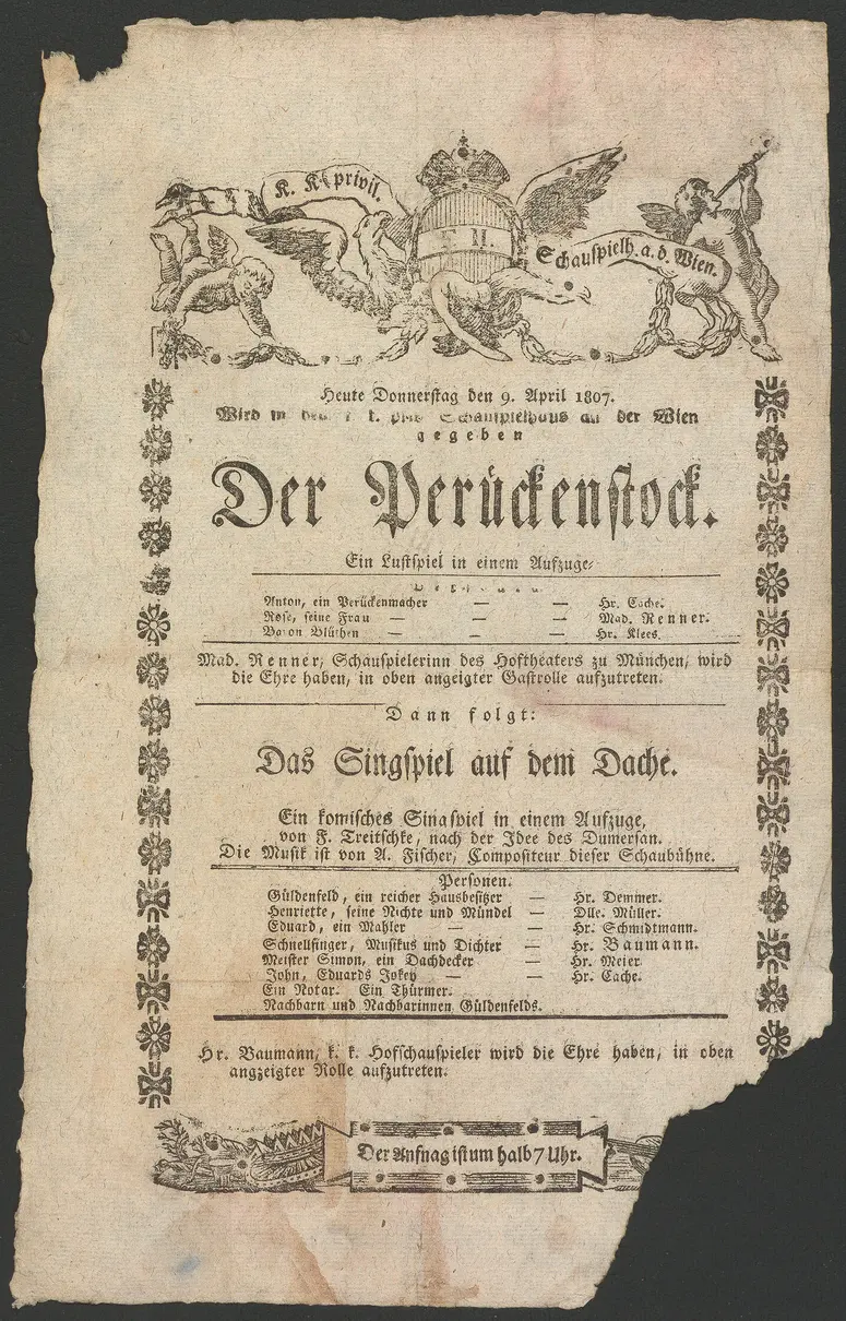 Der Perückenstock, Das Singspiel auf dem Dache