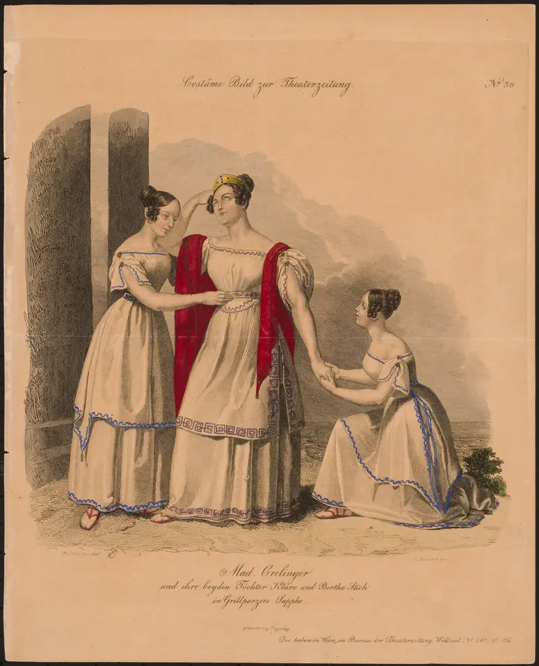 Sappho, Titel der Serie: Costume-Bild, Name der Zeitschrift: Wiener Theaterzeitung