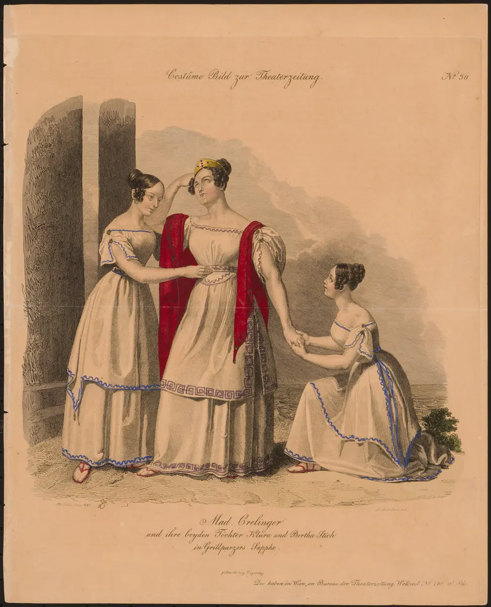 Sappho, Titel der Serie: Costume-Bild, Name der Zeitschrift: Wiener Theaterzeitung