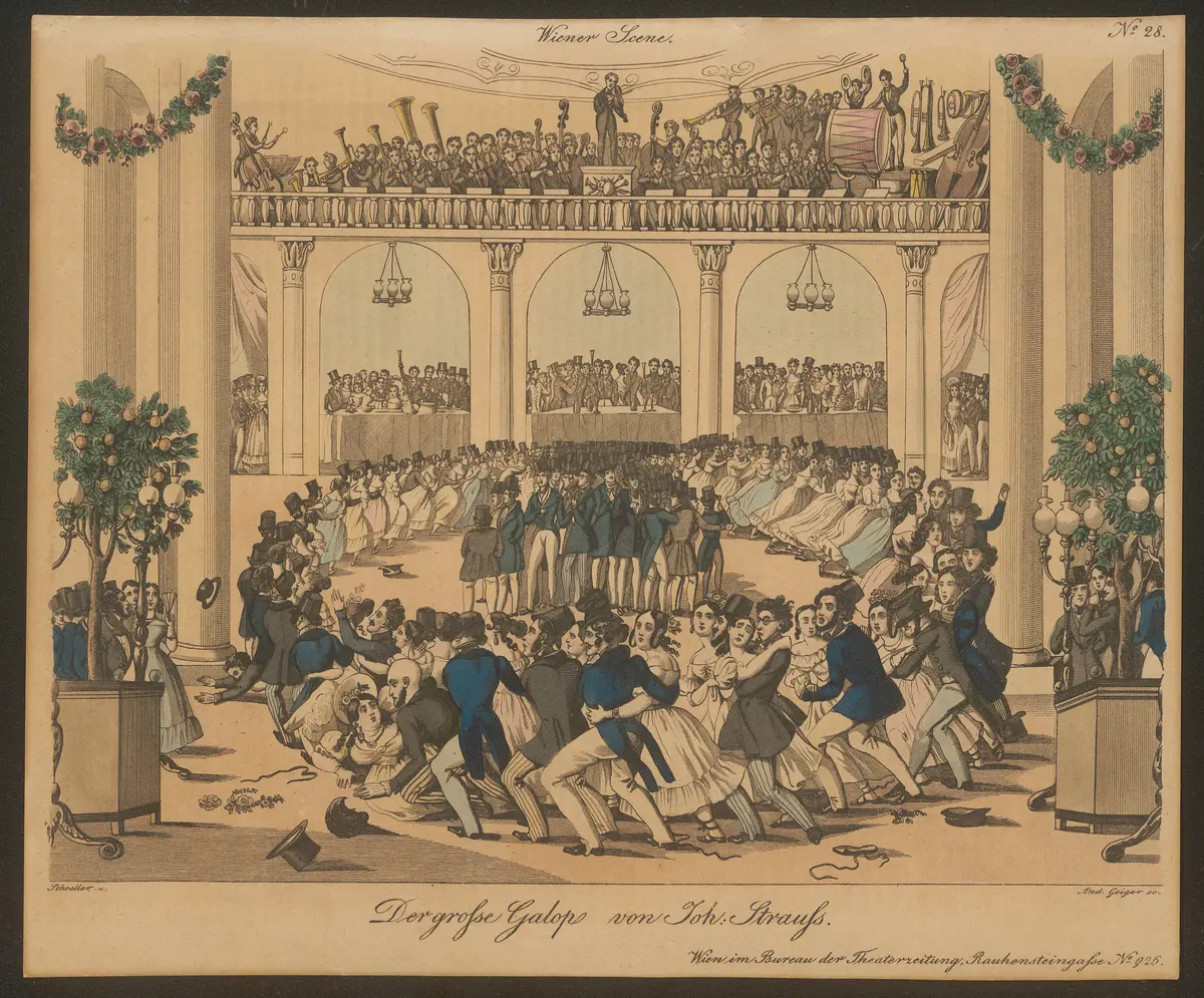 Der große Galop von Joh. Strauß., Titel der Serie: Wiener Scene, Name der Zeitschrift: Wiener Theaterzeitung