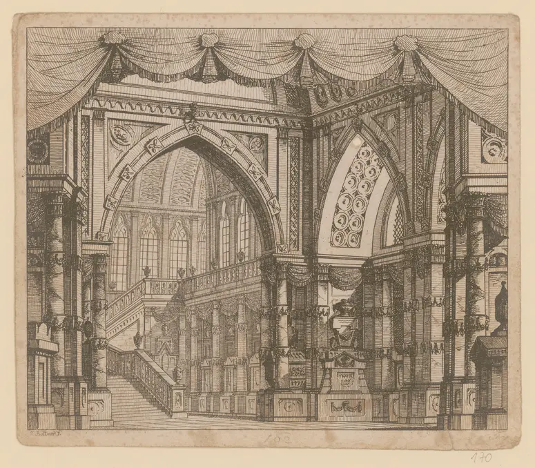 ohne Titel, Titel der Serie: Theaterdecorationen nach den Originalskitzen des k.k. Hoftheatermahlers Joseph Platzer radirt und verlegt von Norbert Bittner