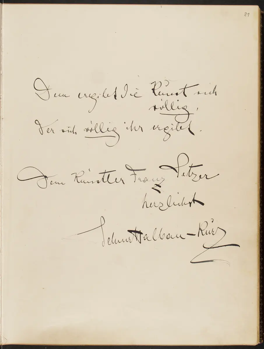 Gästebuch. Atelier Franz-Xaver Setzer, Wien