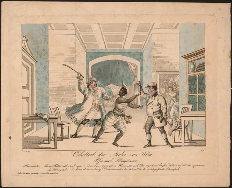Othellerl der Mohr von Wien, Titel der Serie: Gallerie interessanter und drolliger Scenen, Name der Zeitschrift: Wiener Theaterzeitung