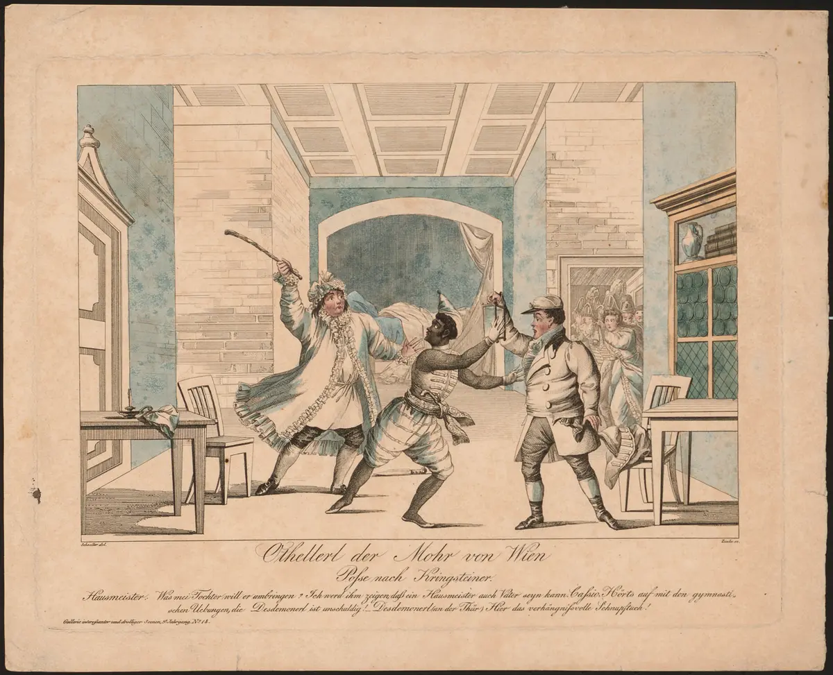 Othellerl der Mohr von Wien, Titel der Serie: Gallerie interessanter und drolliger Scenen, Name der Zeitschrift: Wiener Theaterzeitung