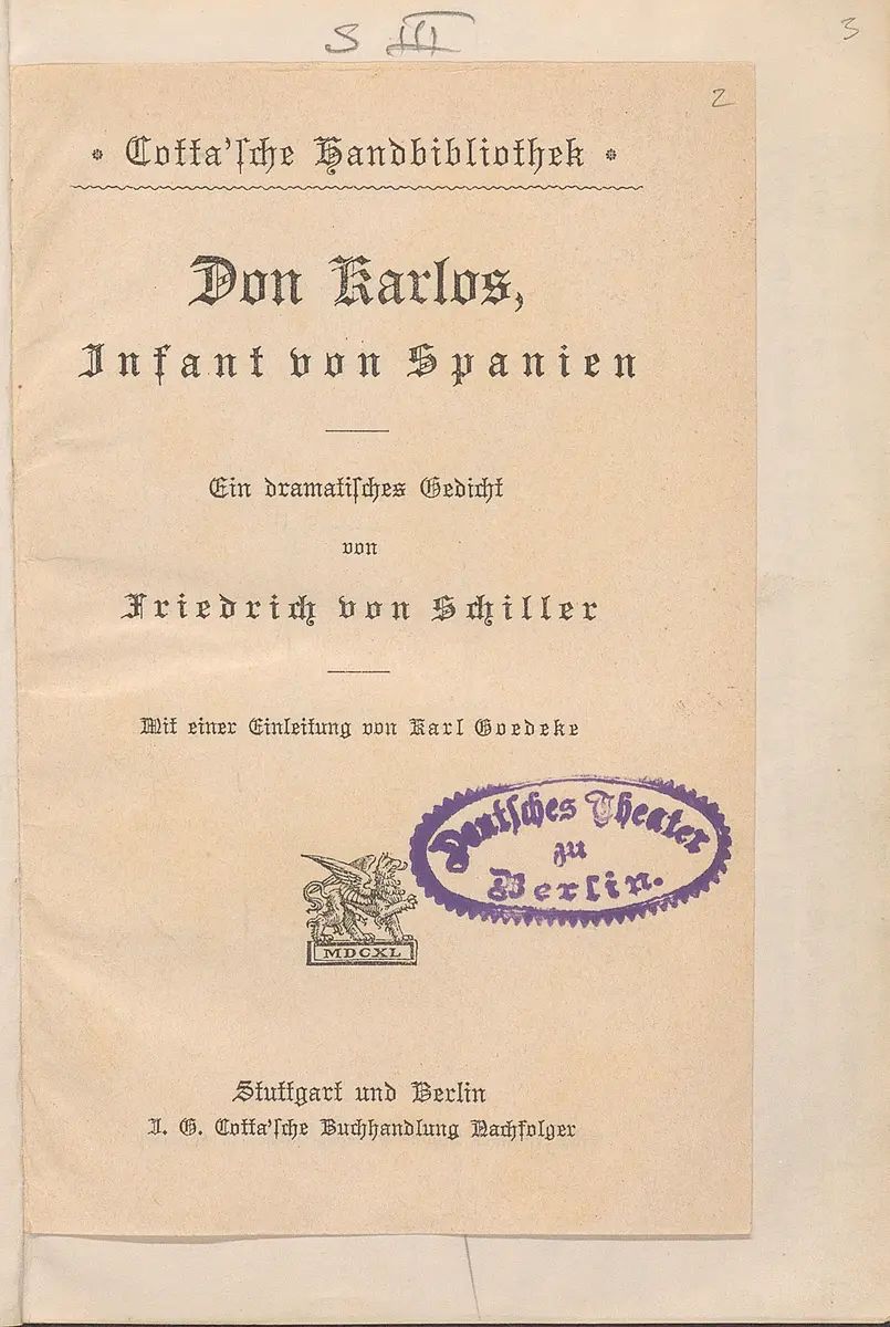 Don Karlos, Infant von Spanien. Ein dramatisches Gedicht