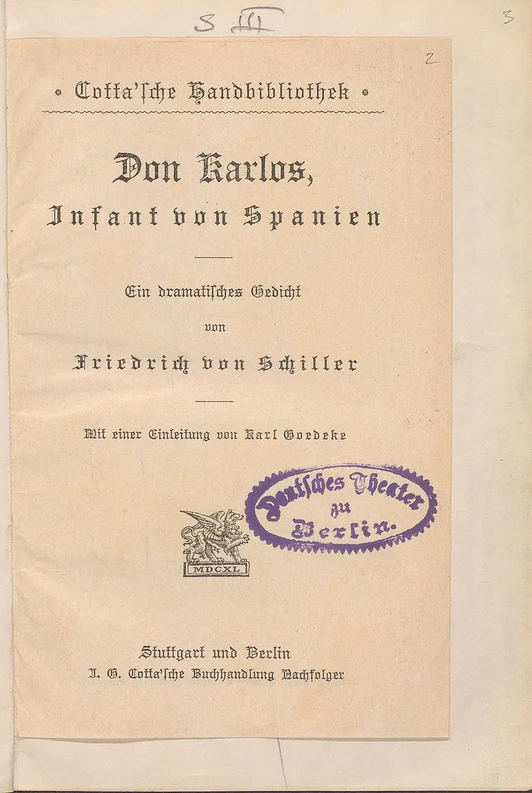 Don Karlos, Infant von Spanien. Ein dramatisches Gedicht