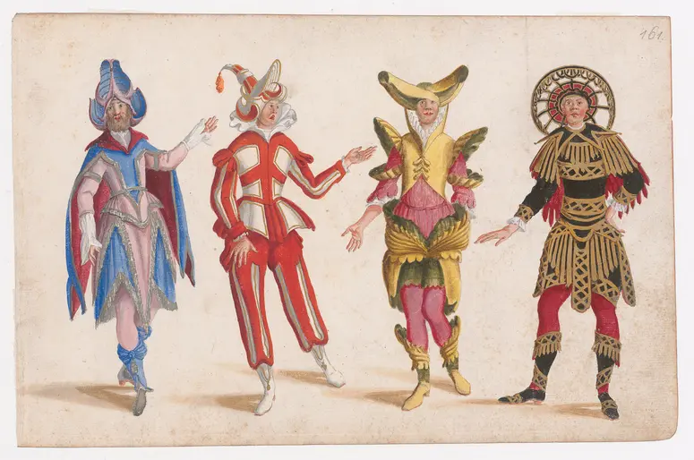 Vier Fantasiefiguren, Titel der Serie: Maschere d´Inventione