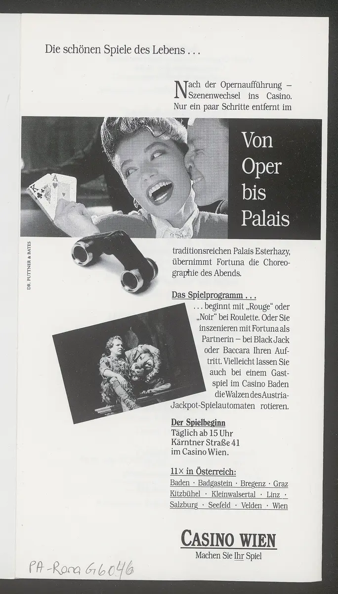 Ballett-Gala, Schwanensee, Ozean und Perlen, Sylvia: Pas de deux, Le corsaire, Giselle, Don Quixote, Der sterbende Schwan, Salome, Rückkehr ins femde Land, Radio Vienna, Other Dances, Antinous, The leaves are fading, Caught