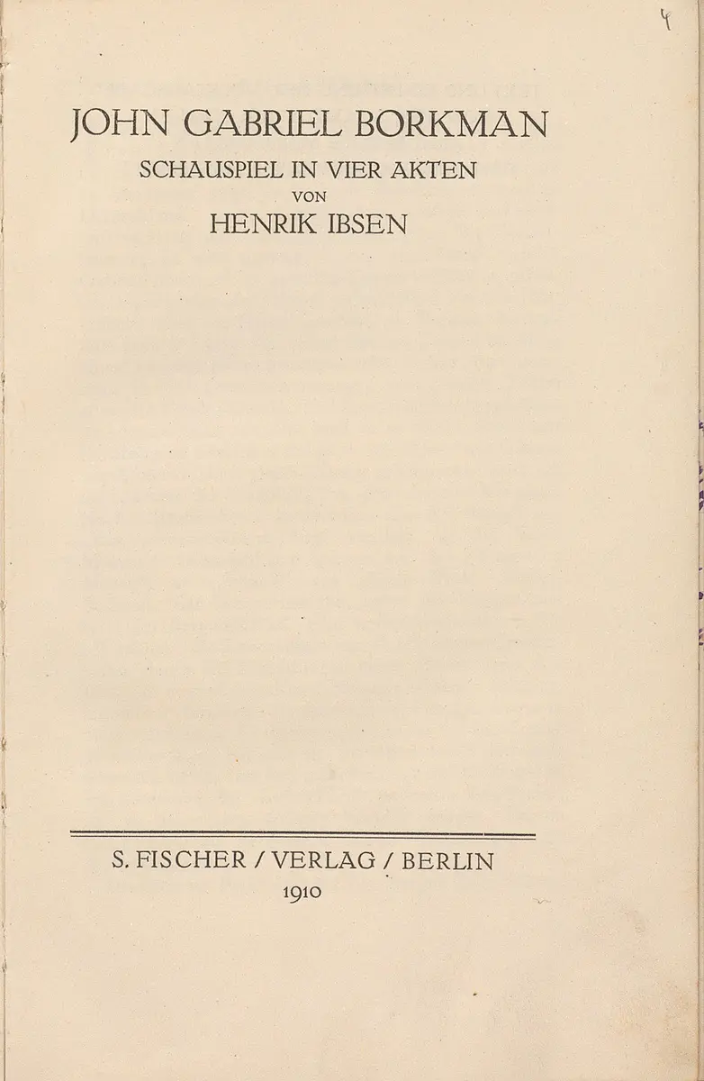 John Gabriel Borkman. Schauspiel in vier Akten