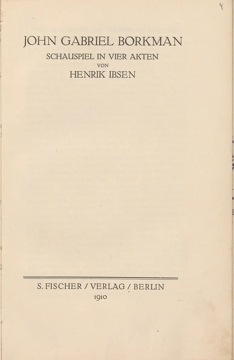 John Gabriel Borkman. Schauspiel in vier Akten
