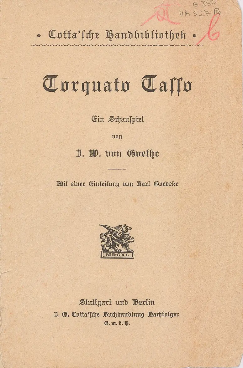 Torquato Tasso. Ein Schauspiel