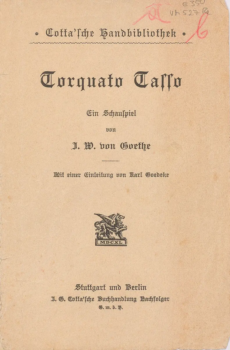 Torquato Tasso. Ein Schauspiel