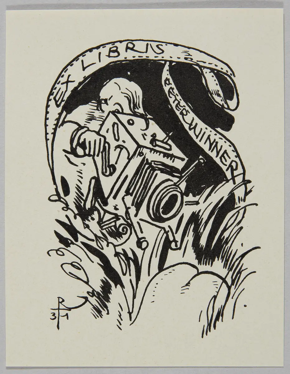 Exlibris Peter Winner, Alternativtitel: Scherzexlibris für Silvester 1931
