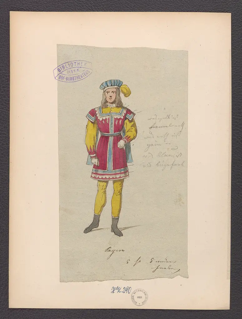 Das Turnier zu Kronstein, oder Die drei Wahrzeichen, Titel der Serie: Figurinen des k.k. Hof-Burgtheaters