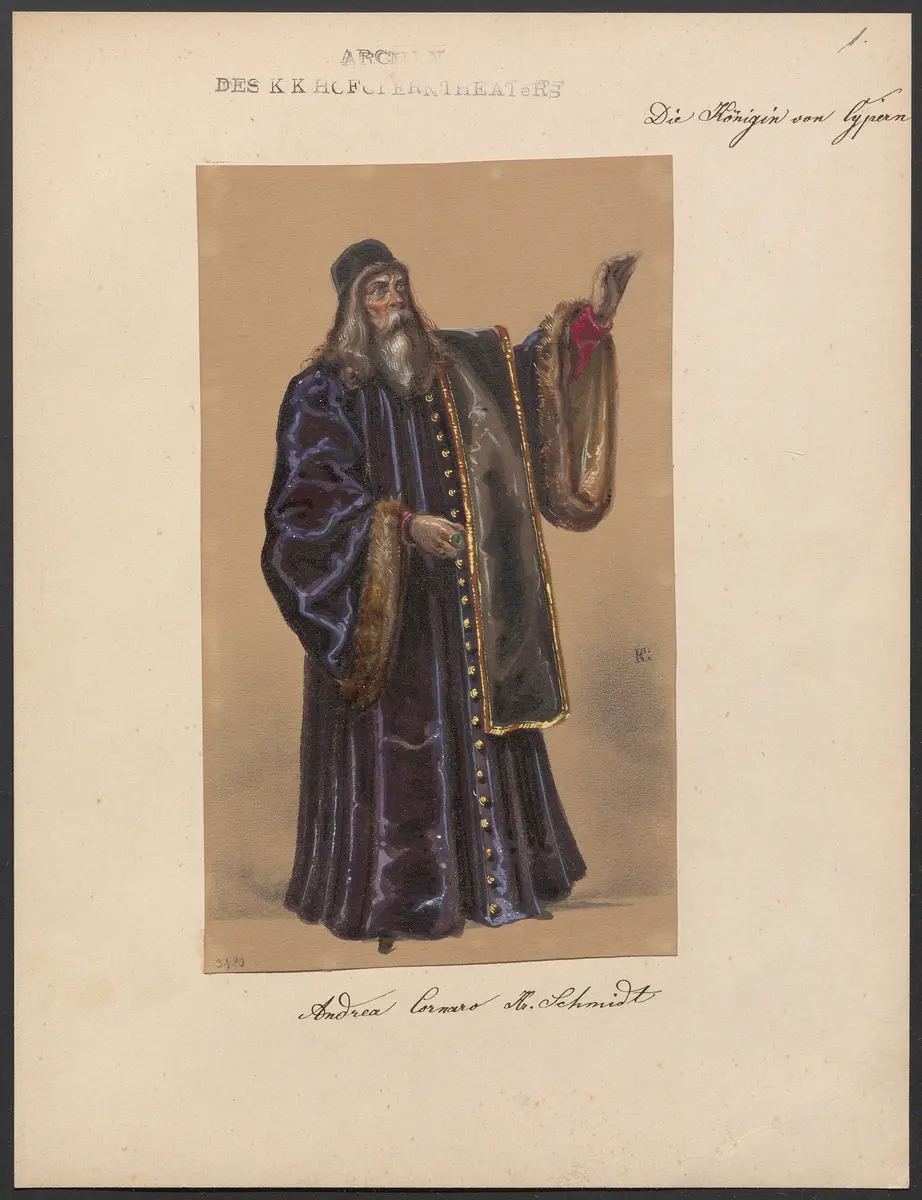 Die Königin von Cypern, Originaltitel: La reine de Chypre, Titel der Serie: Figurinen des k.k. Hofoperntheaters