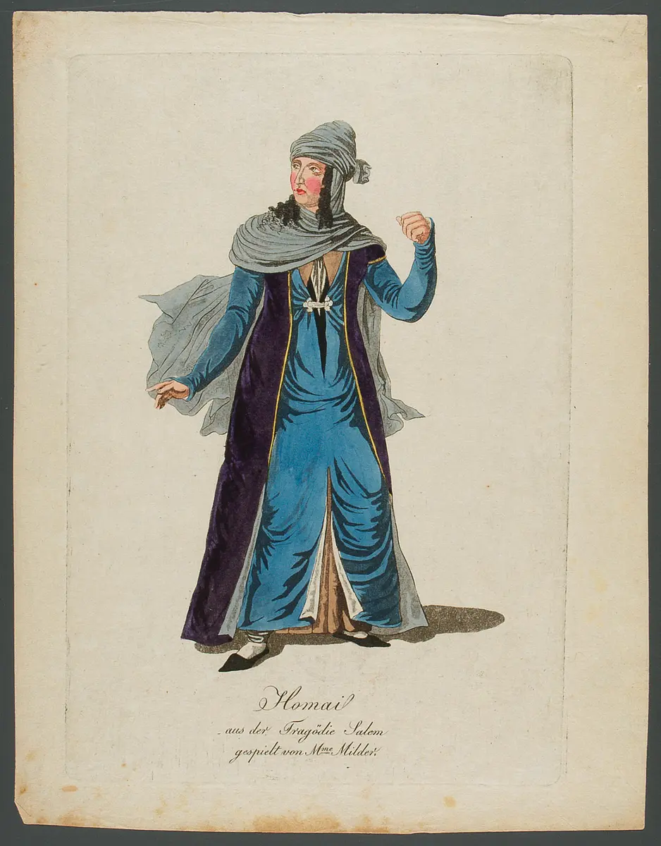Pauline Anna Milder-Hauptmann, Titel in Vorlageform: Homai aus der Tragödie Salem gespielt von Mme Milder, Verweis auf Stücktitel: Salem