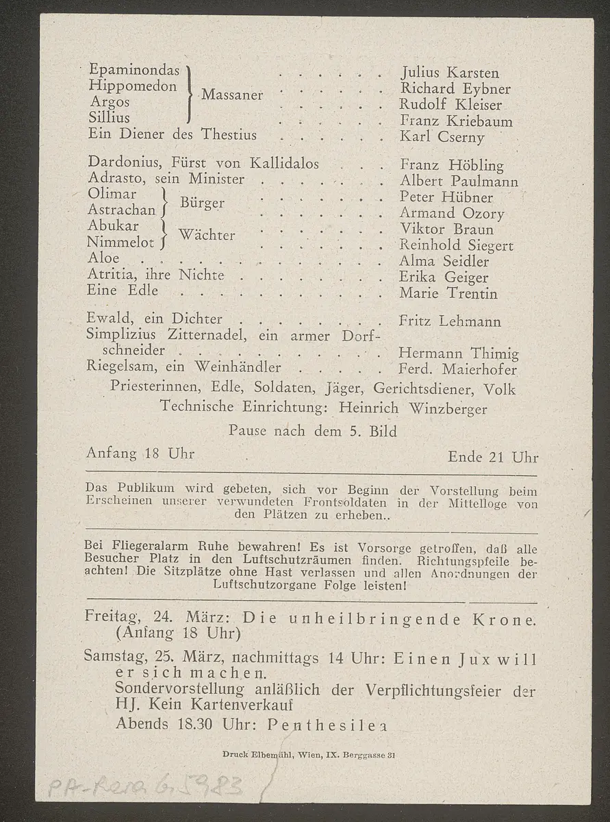 Die unheilbringende Krone, Die unheilbringende Krone oder König ohne Reich, Held ohne Mut, Schönheit ohne Jugend