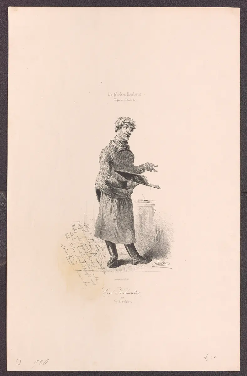 Karl Helmerding, Verweis auf Stücktitel: Ein gebildeter Hausknecht