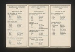 Salzburger Festspiele 1933, Verweis auf Stücktitel: Die ägyptische Helena, Verweis auf Stücktitel: Cosi fan tutte, Verweis auf Stücktitel: Fidelio, Verweis auf Stücktitel: Die Frau ohne Schatten, Verweis auf Stücktitel: Die Hochzeit des Figaro, Verweis auf Stücktitel: Oberon, Verweis auf Stücktitel: Orpheus und Eurydike, Verweis auf Stücktitel: Der Rosenkavalier, Verweis auf Stücktitel: Tristan und Isolde, Verweis auf Stücktitel: Zauberflöte, Verweis auf Stücktitel: Jedermann, Verweis auf Stücktitel: Faust