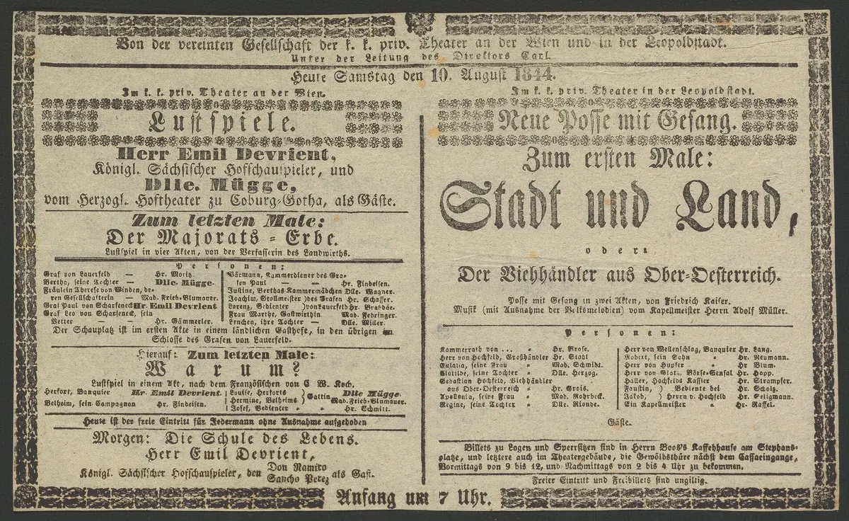 Der Majorats-Erbe, Warum?, Stadt und Land, oder Der Viehhändler aus Ober-Österreich