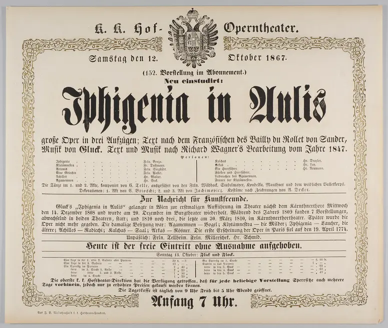 Iphigenie in Aulis, Iphigenia in Aulis