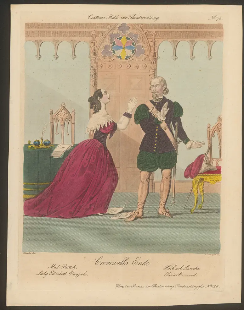 Cromwells Ende, Titel der Serie: Costume-Bild, Name der Zeitschrift: Wiener Theaterzeitung