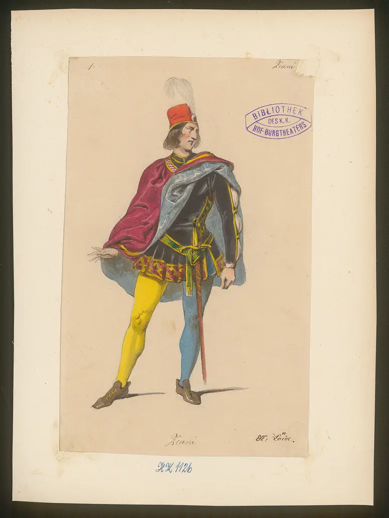 Ziani und seine Braut, Titel der Serie: Figurinen des k.k. Hof-Burgtheaters