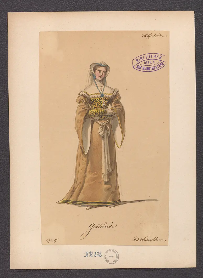 Die Waffenbrüder, Alternativtitel: Die Familie Schroffenstein, Titel der Serie: Figurinen des k.k. Hof-Burgtheaters