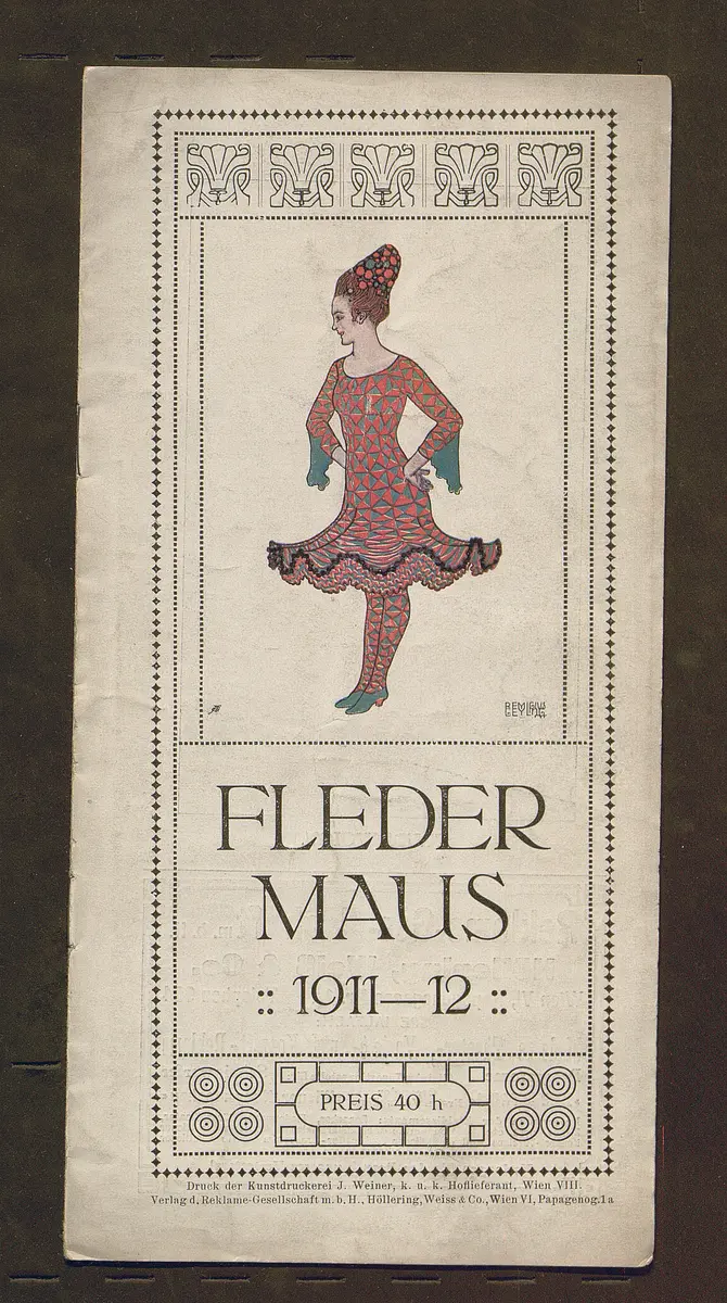 Kabarett Fledermaus, Titel in Vorlageform: Fledermaus 1911-12, Verweis auf Stücktitel: Die Klette, Verweis auf Stücktitel: Der diskrete Paravent