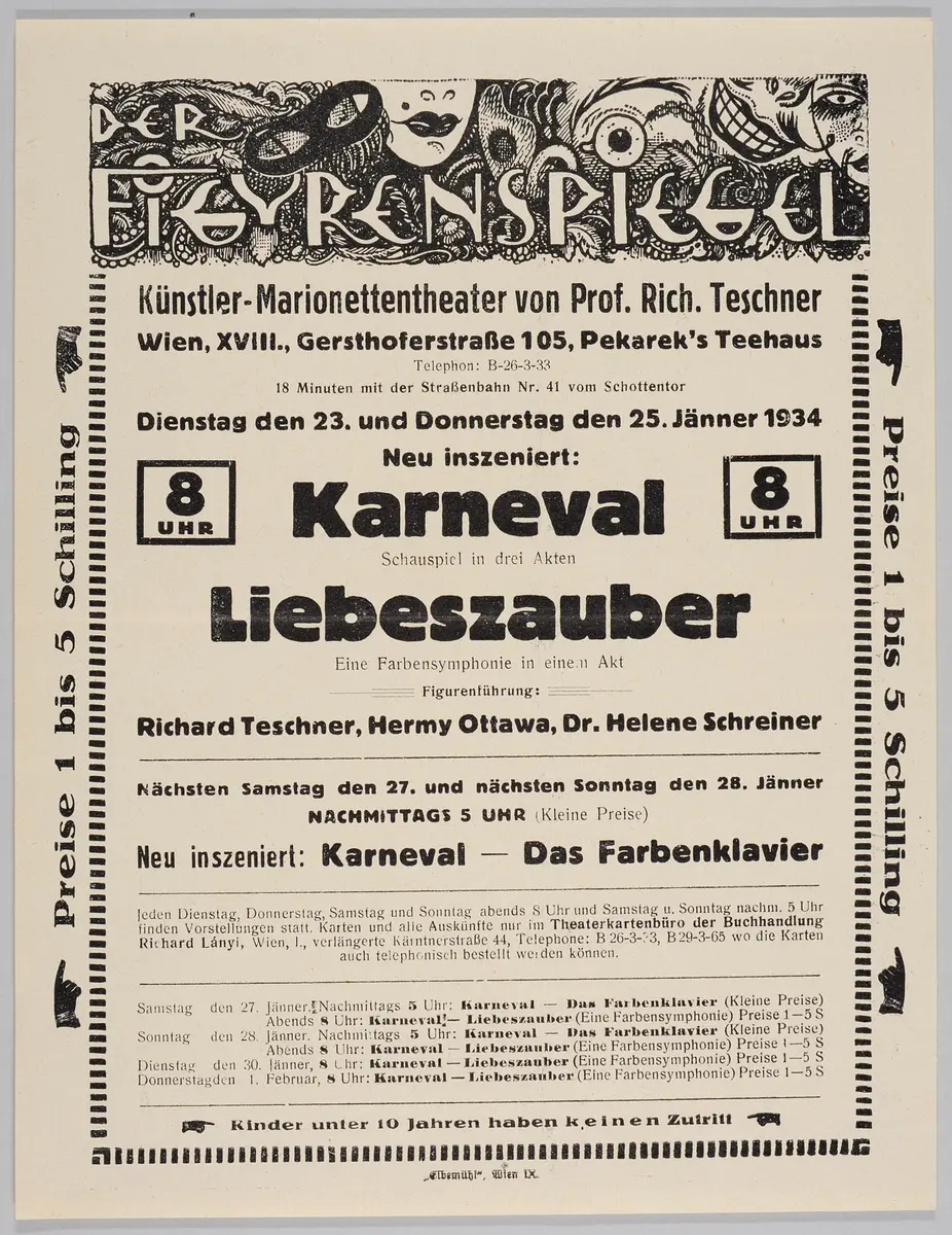 Der Figurenspiegel, Verweis auf Stücktitel: Karneval / Traum im Karneval, Verweis auf Stücktitel: Liebeszauber