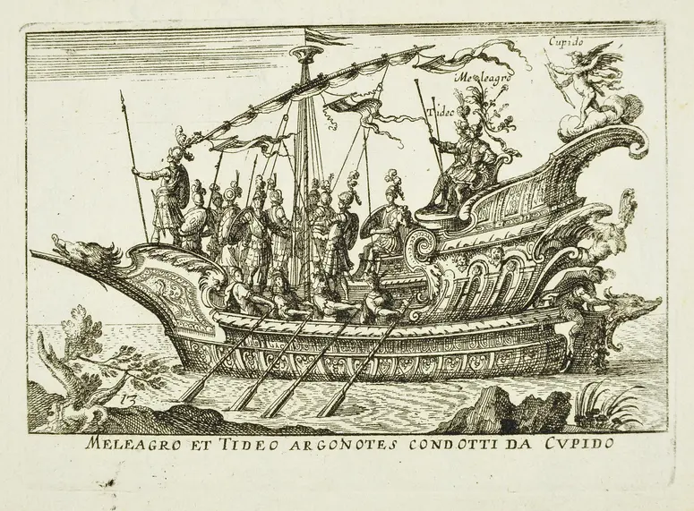 Le Magnifique carousel fait sur le fleuve de l'Arne a Florence pour le marriage de Grande Duc, Inventartitel: Carousel auf dem Arnofluß, Verweis auf Stücktitel: L'Argonautica