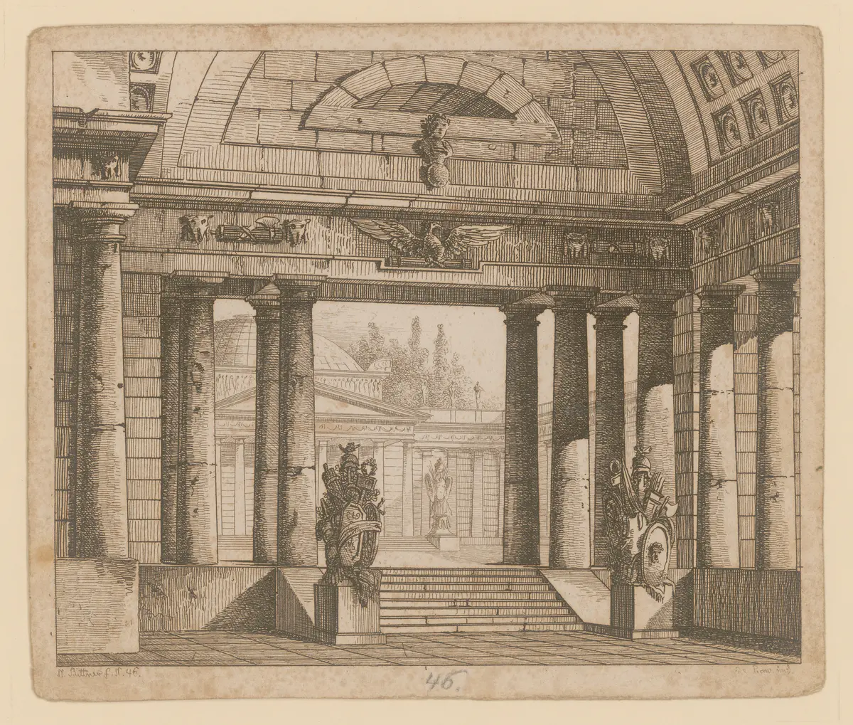 Regulus, Titel der Serie: Theaterdecorationen nach den Original Skitzen des k.k. Hof Theater Mahlers Anton de Pian, gestochen und verlegt von Norbert Bittner.