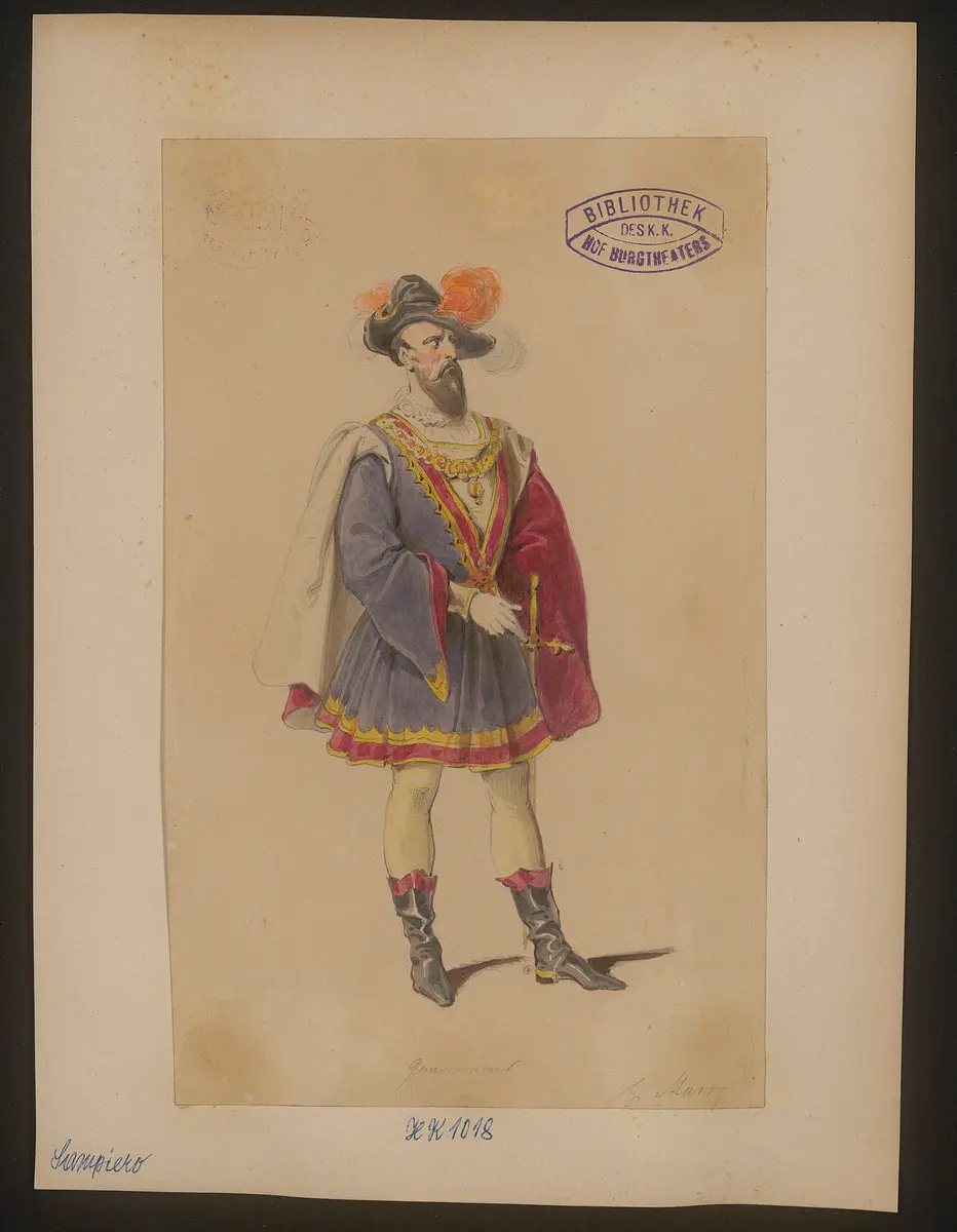 Sampiero, Titel der Serie: Figurinen des k.k. Hof-Burgtheaters