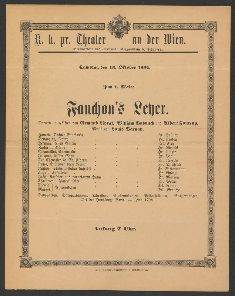 Fanchon's Leyer, Alternativtitel: Fanchons Leyer