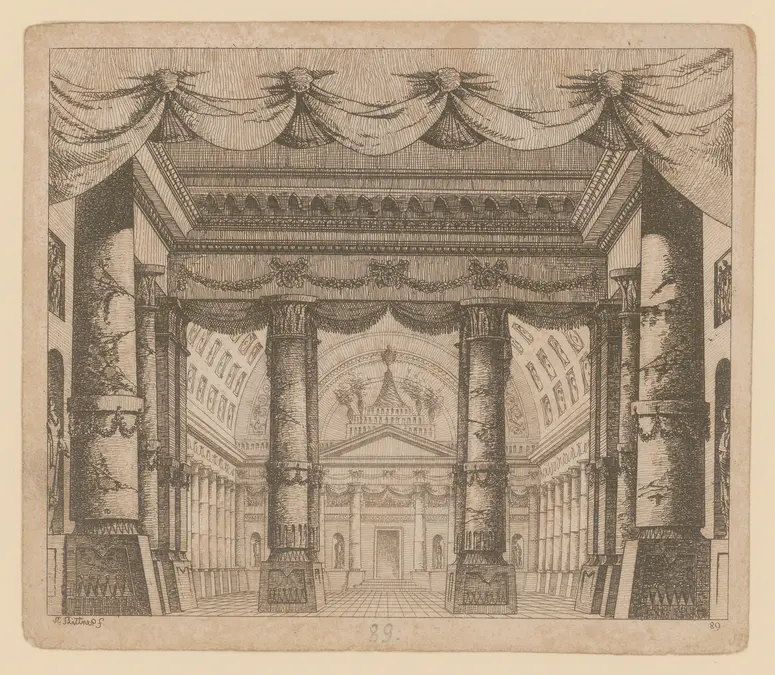 ohne Titel, Titel der Serie: Theaterdecorationen nach den Originalskitzen des k.k. Hoftheatermahlers Joseph Platzer radirt und verlegt von Norbert Bittner