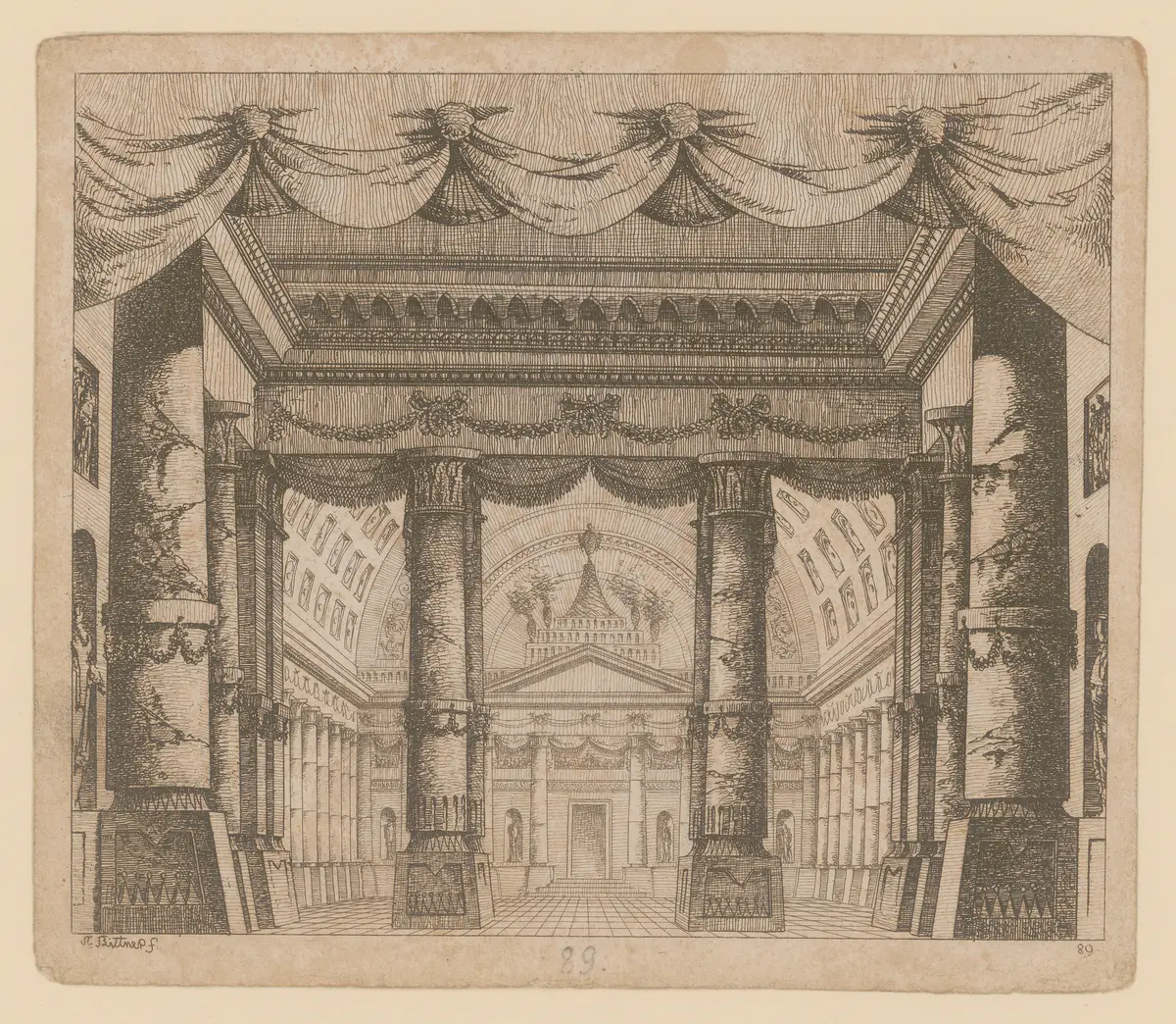 ohne Titel, Titel der Serie: Theaterdecorationen nach den Originalskitzen des k.k. Hoftheatermahlers Joseph Platzer radirt und verlegt von Norbert Bittner