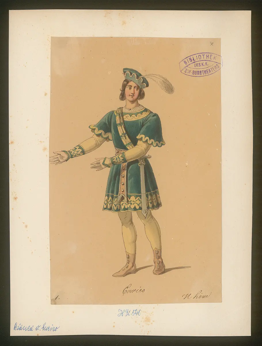 Bianca und Enrico, Titel der Serie: Figurinen des k.k. Hof-Burgtheaters