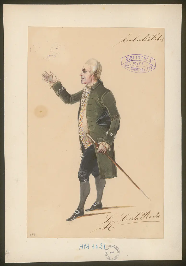 Kabale und Liebe, Titel der Serie: Figurinen des k.k. Hof-Burgtheaters