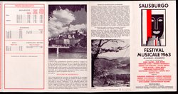Salzburger Festspiele 1963, Titel in Vorlageform: Salzburgo Festival musicale 1963, Verweis auf Stücktitel: Iphigenie in Aulis, Verweis auf Stücktitel: Cosi fan tutte, Verweis auf Stücktitel: Die Entführung aus dem Serail, Verweis auf Stücktitel: Figaros Hochzeit, Verweis auf Stücktitel: Die Zauberflöte, Verweis auf Stücktitel: Der Rosenkavalier, Verweis auf Stücktitel: Der Troubadour, Verweis auf Stücktitel: Jedermann, Verweis auf Stücktitel: Faust