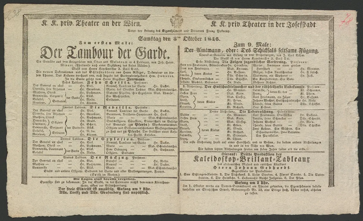 Der Tambour der Garde, Der Amtmann, oder Des Schicksals seltsame Fügung, Kaleidoskop-Brillant-Tableaux