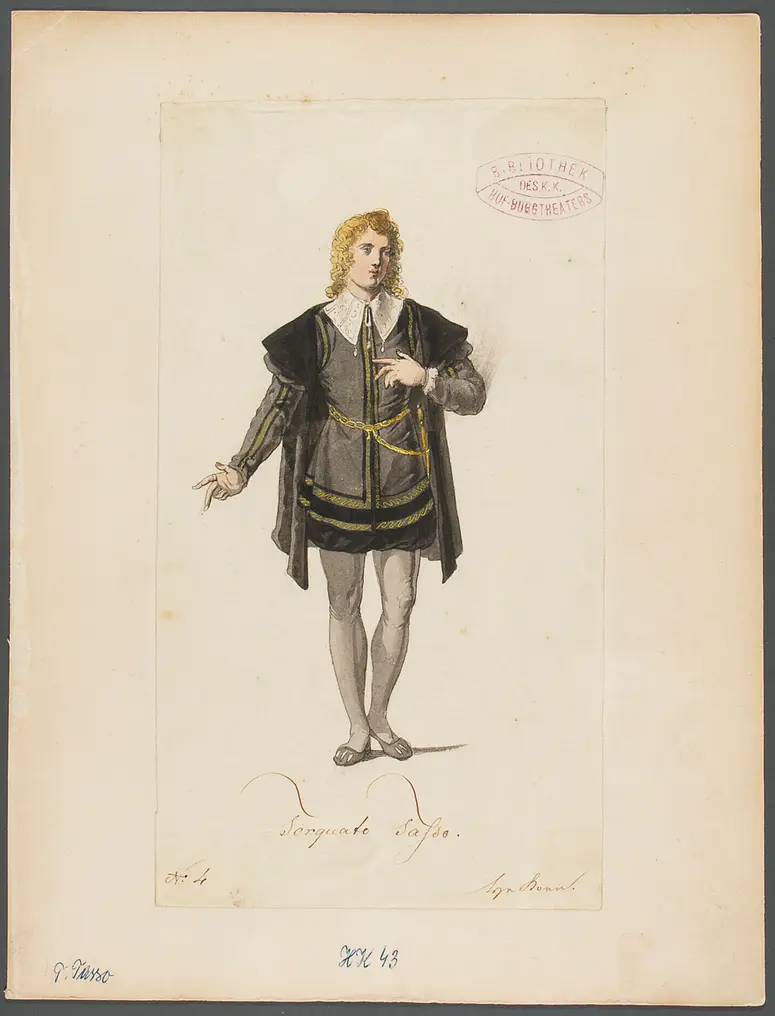 Torquato Tasso, Titel der Serie: Figurinen des k.k. Hof-Burgtheaters