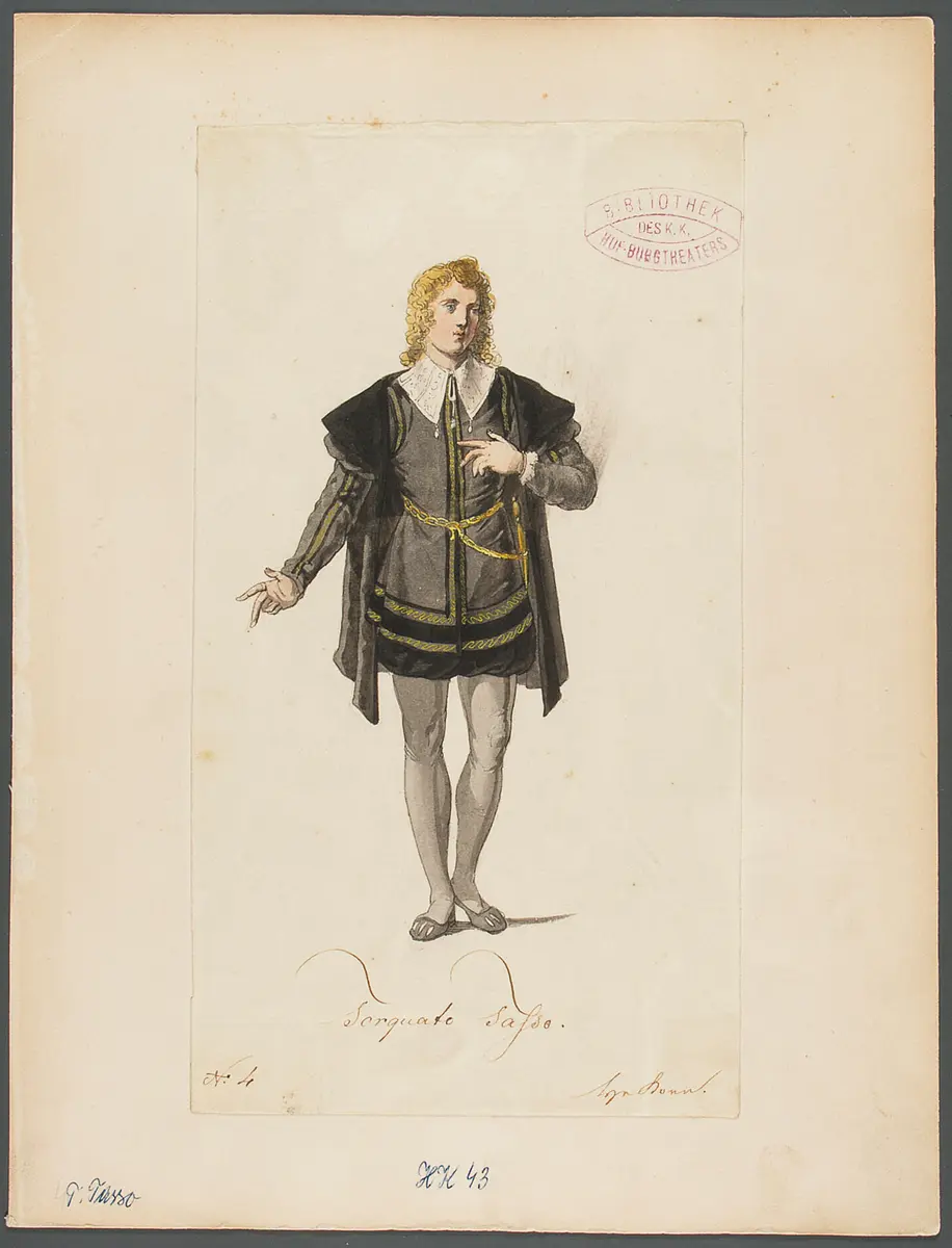 Torquato Tasso, Titel der Serie: Figurinen des k.k. Hof-Burgtheaters
