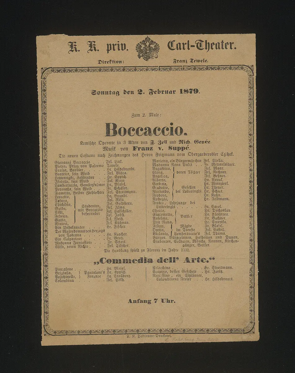 Boccaccio, Commedia dell'Arte