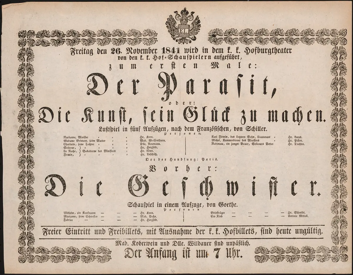 Der Parasit. oder: Die Kunst, sein Glück zu machen, Die Geschwister
