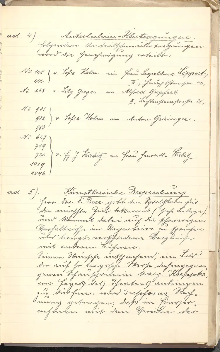 Protokolle der Ausschusssitzungen des Vereines des Deutschen Volkstheaters in Wien