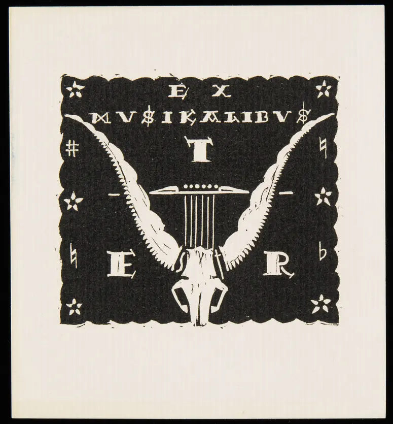 Exlibris Emma und Richard Teschner, Titel in Vorlageform: Ex Musikalibus ERT