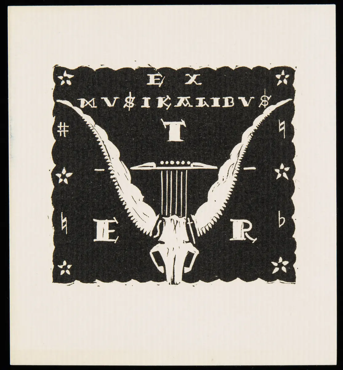 Exlibris Emma und Richard Teschner, Titel in Vorlageform: Ex Musikalibus ERT