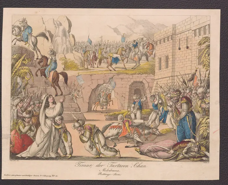 Timur, der Tartaren-Chan, Titel der Serie: Gallerie interessanter und drolliger Scenen, Name der Zeitschrift: Wiener Theaterzeitung