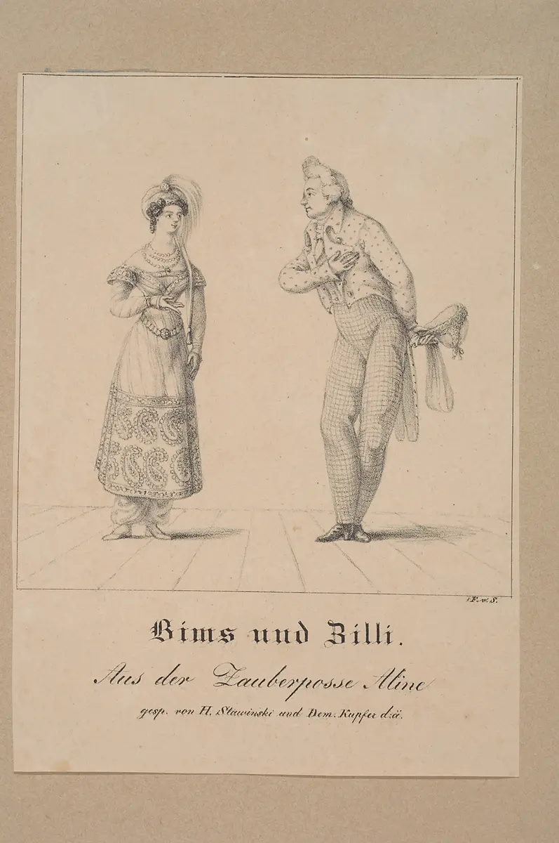 Aline, Titel in Vorlageform: Bims und Zilli / Aus der Zauberposse Aline